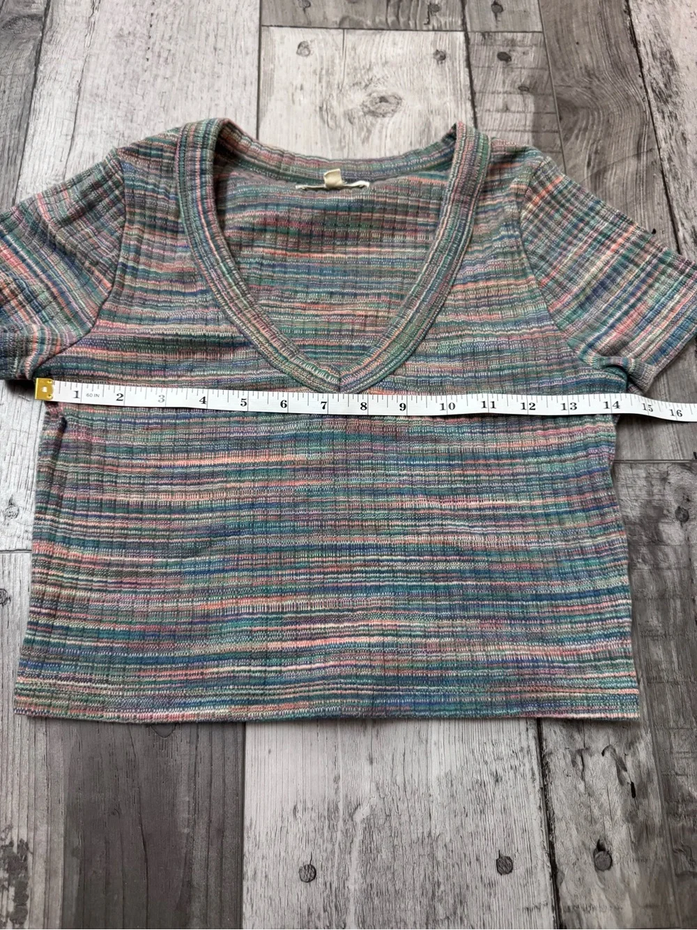 Madewell Cropped Space Dye Tee V-Neck Ribbed Multicolor Small